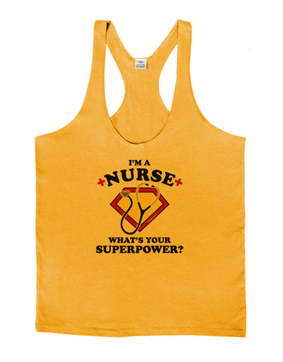 Nurse - Superpower Mens String Tank Top-Men's String Tank Tops-LOBBO-Gold-Small-Davson Sales