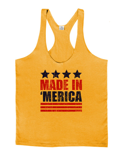 Made in Merica - Stars and Stripes Color Design Mens String Tank Top-Men's String Tank Tops-LOBBO-Gold-Small-Davson Sales