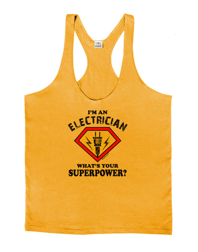 Electrician - Superpower Mens String Tank Top-Men's String Tank Tops-LOBBO-Gold-Small-Davson Sales