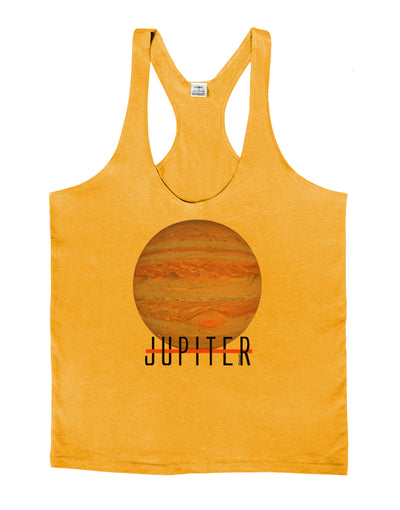 Planet Jupiter Earth Text Mens String Tank Top-Men's String Tank Tops-LOBBO-Gold-Small-Davson Sales