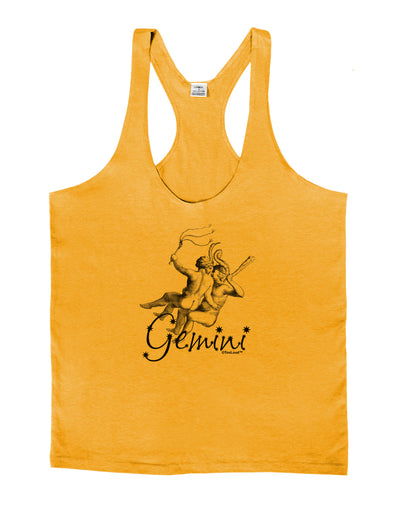 Gemini Illustration Mens String Tank Top-Men's String Tank Tops-LOBBO-Gold-Small-Davson Sales