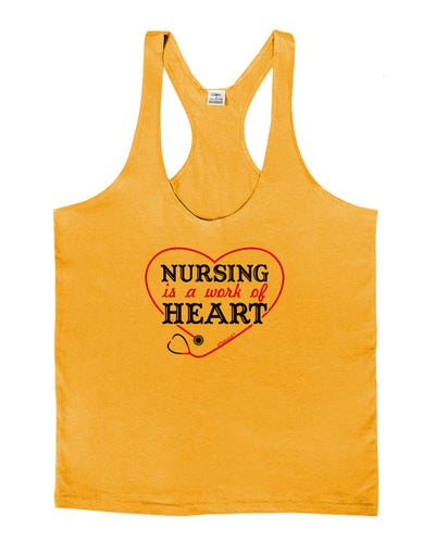 Nursing Is A Work Of Heart Mens String Tank Top-Men's String Tank Tops-LOBBO-Gold-Small-Davson Sales