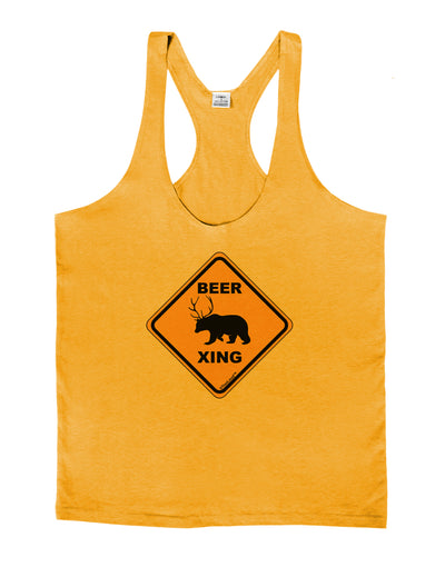 Beer Xing Mens String Tank Top-Men's String Tank Tops-LOBBO-Gold-Small-Davson Sales