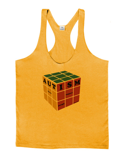 Autism Awareness - Cube Color Mens String Tank Top-Men's String Tank Tops-LOBBO-Gold-Small-Davson Sales