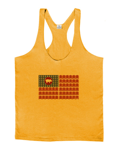 American Bacon Flag Mens String Tank Top-Men's String Tank Tops-LOBBO-Gold-Small-Davson Sales