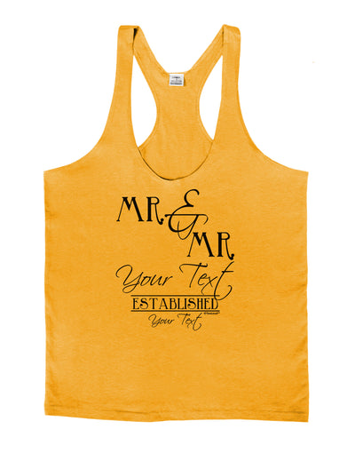 Personalized Mr and Mr -Name- Established -Date- Design Mens String Tank Top-Men's String Tank Tops-LOBBO-Gold-Small-Davson Sales