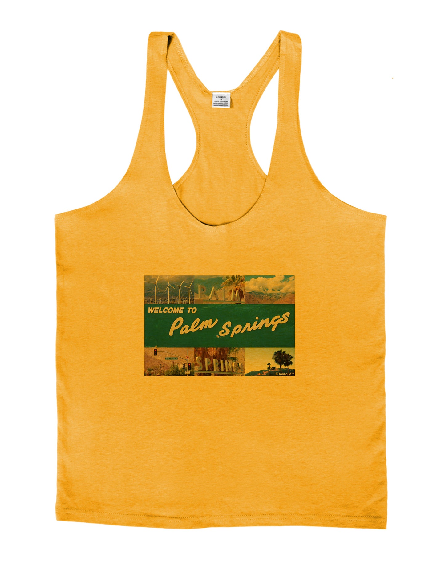 TooLoud Welcome to Palm Springs Collage Mens String Tank Top-Men's String Tank Tops-LOBBO-Gold-Small-Davson Sales