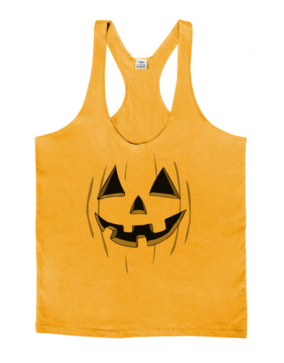 Halloween Pumpkin Smile Jack O Lantern Mens String Tank Top-Men's String Tank Tops-LOBBO-Gold-Small-Davson Sales