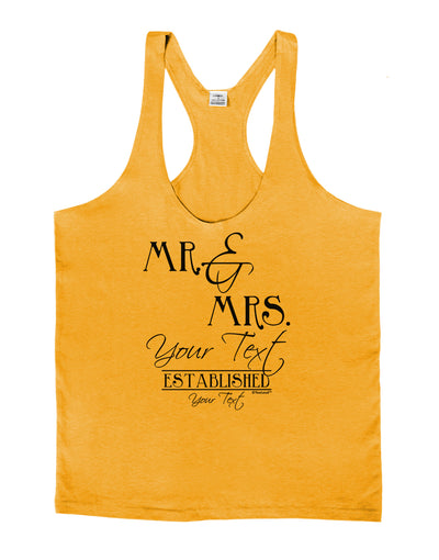 Personalized Mr and Mrs -Name- Established -Date- Design Mens String Tank Top-Men's String Tank Tops-LOBBO-Gold-Small-Davson Sales