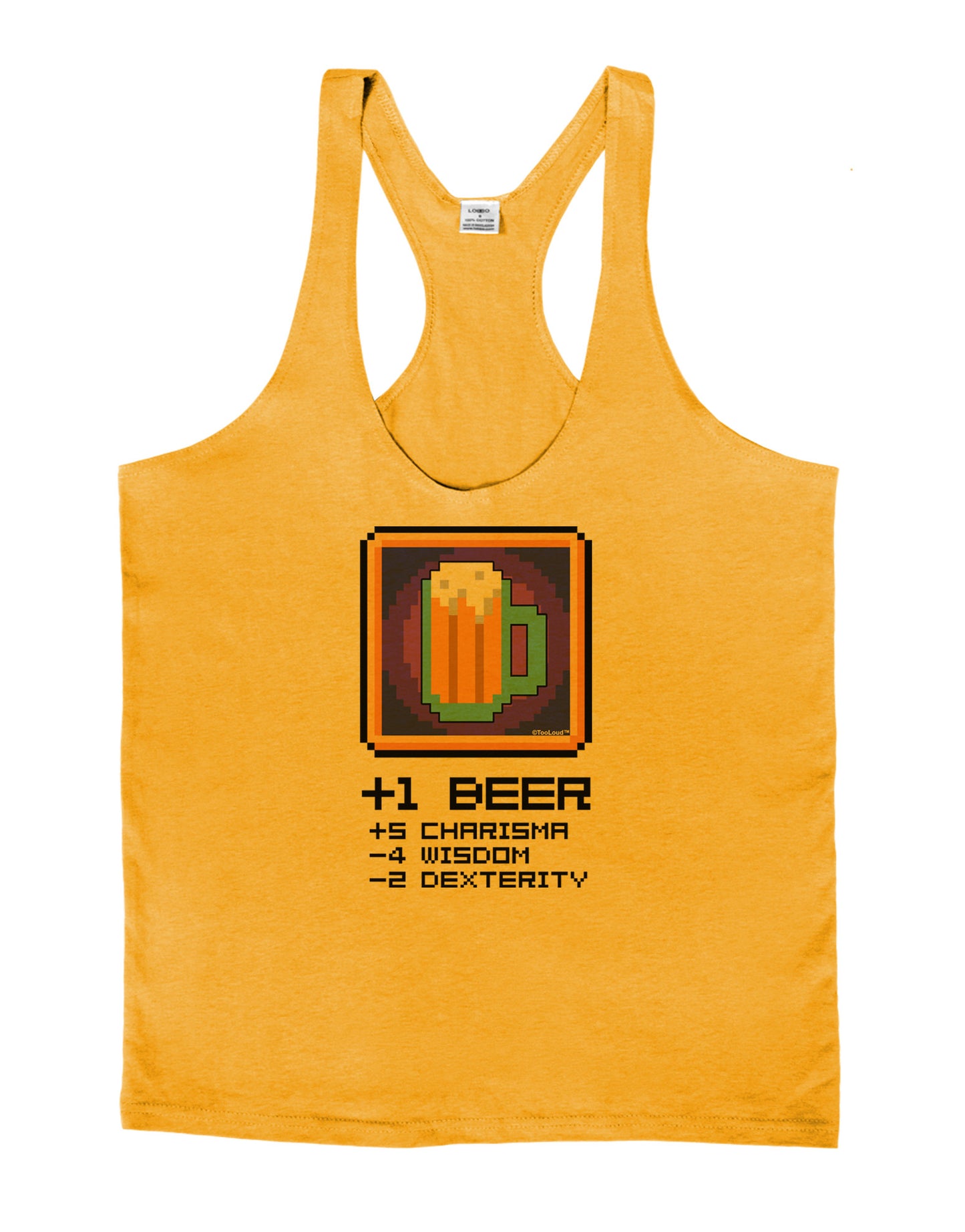 Pixel Beer Item Mens String Tank Top-Men's String Tank Tops-LOBBO-Gold-Small-Davson Sales