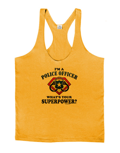 Police Officer - Superpower Mens String Tank Top-Men's String Tank Tops-LOBBO-Gold-Small-Davson Sales