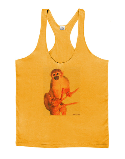 Monkey in Tree Watercolor Mens String Tank Top-Men's String Tank Tops-LOBBO-Gold-Small-Davson Sales