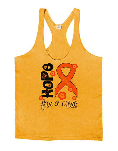 Hope for a Cure - Orange Ribbon Leukemia - Flowers Mens String Tank Top-Men's String Tank Tops-LOBBO-Gold-Small-Davson Sales