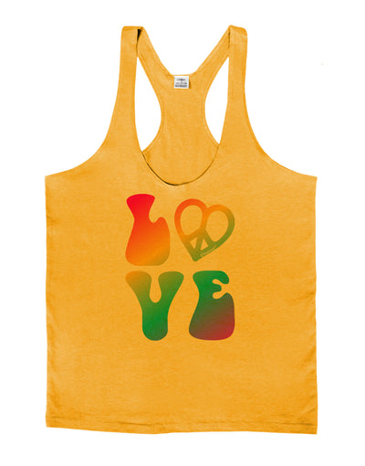 Peace and Love - Peace Heart Love Mens String Tank Top-Men's String Tank Tops-LOBBO-Gold-Small-Davson Sales