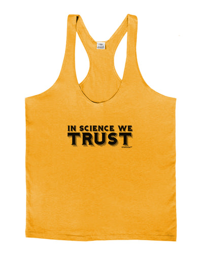 In Science We Trust Text Mens String Tank Top-Men's String Tank Tops-LOBBO-Gold-Small-Davson Sales