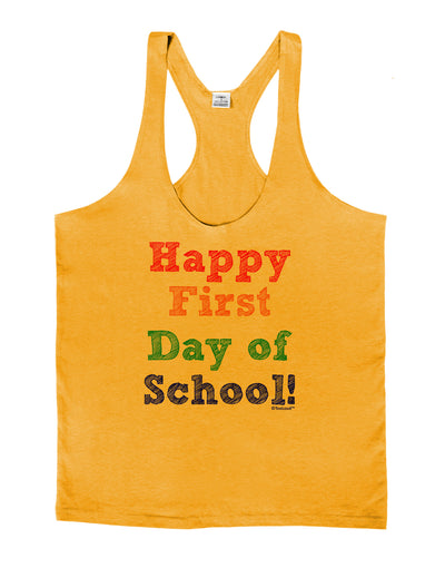 Happy First Day of School Mens String Tank Top-Men's String Tank Tops-LOBBO-Gold-Small-Davson Sales