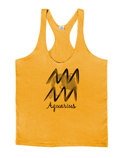 Aquarius Symbol Mens String Tank Top-Men's String Tank Tops-LOBBO-Gold-Small-Davson Sales