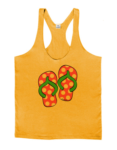 Cute Polka Dot Flip Flops - Pink and Green Mens String Tank Top-Men's String Tank Tops-LOBBO-Gold-Small-Davson Sales