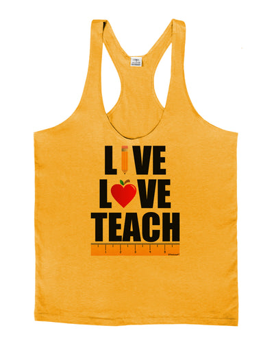 Live Love Teach Mens String Tank Top-Men's String Tank Tops-LOBBO-Gold-Small-Davson Sales