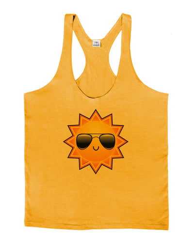 Sun With Sunglasses Mens String Tank Top-Men's String Tank Tops-LOBBO-Gold-Small-Davson Sales