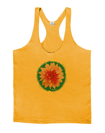 Watercolor Flower Mens String Tank Top-Men's String Tank Tops-LOBBO-Gold-Small-Davson Sales