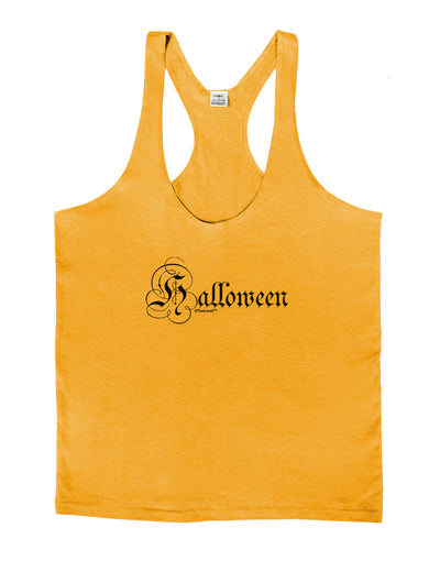 Halloween Script Text Mens String Tank Top-Men's String Tank Tops-LOBBO-Gold-Small-Davson Sales