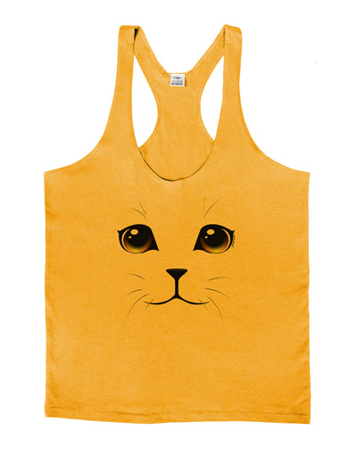 TooLoud Yellow Amber-Eyed Cute Cat Face Mens String Tank Top-Men's String Tank Tops-LOBBO-Gold-Small-Davson Sales