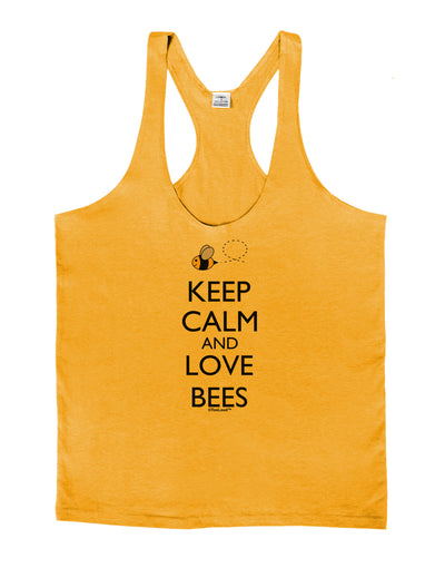 Keep Calm and Love Bees Color Mens String Tank Top-Men's String Tank Tops-LOBBO-Gold-Small-Davson Sales