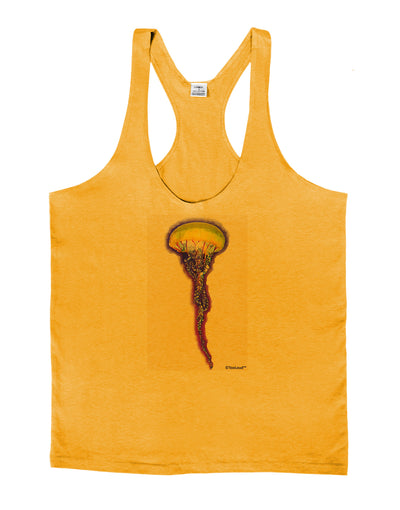 Jellyfish Outlined in Purple Watercolor Mens String Tank Top-Men's String Tank Tops-LOBBO-Gold-Small-Davson Sales