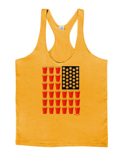 Beer Pong Flag Mens String Tank Top-Men's String Tank Tops-LOBBO-Gold-Small-Davson Sales