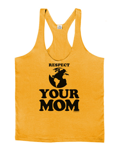 Respect Your Mom - Mother Earth Design Mens String Tank Top-Men's String Tank Tops-LOBBO-Gold-Small-Davson Sales