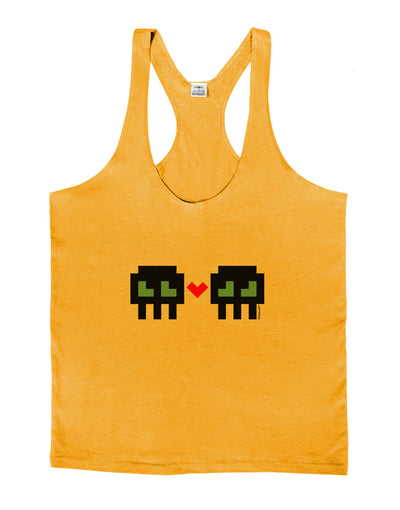 8-Bit Skull Love - Boy and Boy Mens String Tank Top-Men's String Tank Tops-LOBBO-Gold-Small-Davson Sales