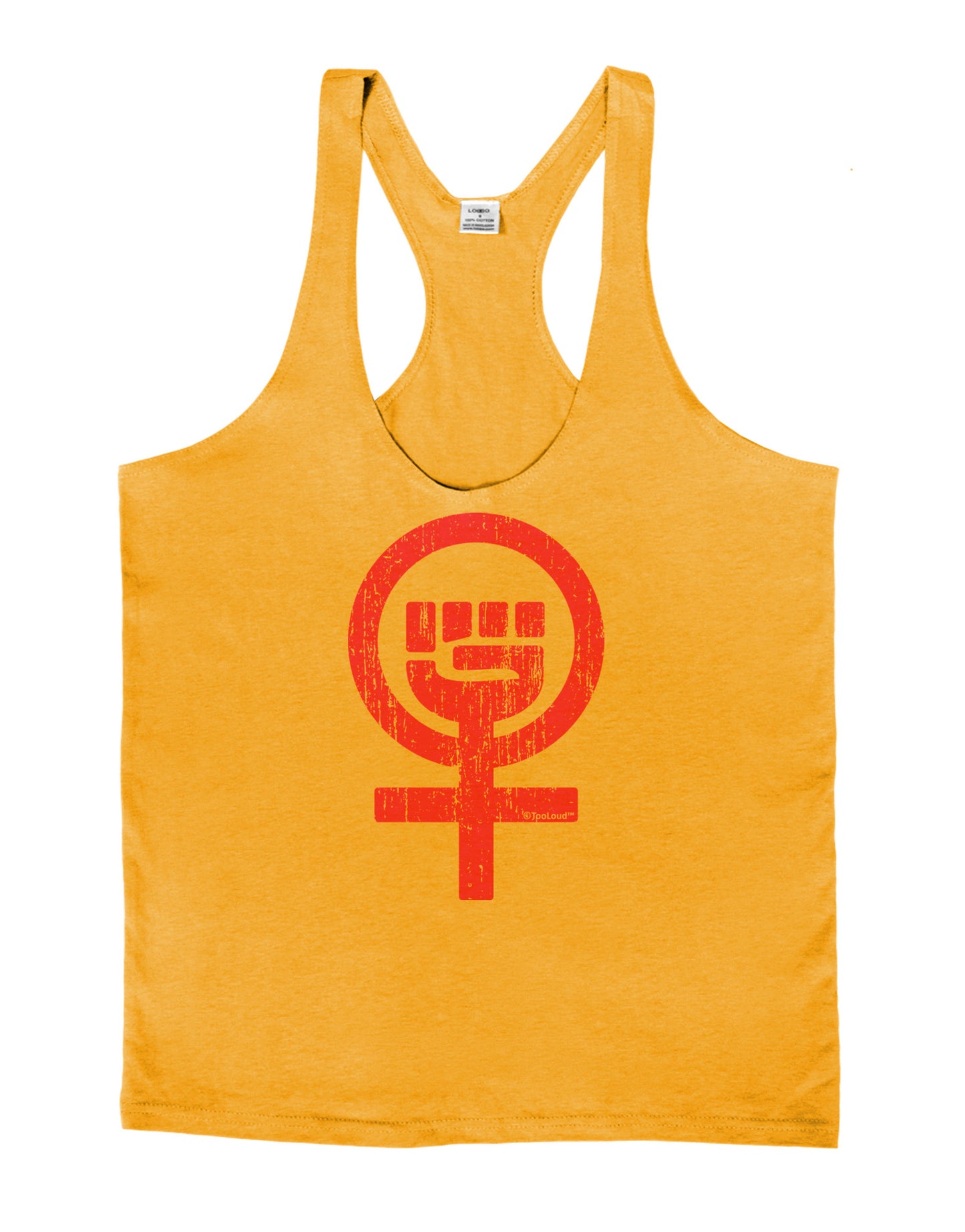 Pink Distressed Feminism Symbol Mens String Tank Top-Men's String Tank Tops-LOBBO-Gold-Small-Davson Sales