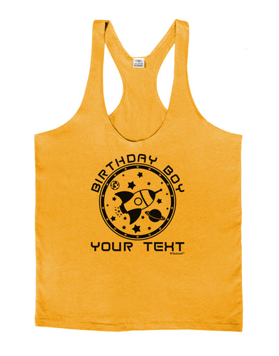 Personalized Birthday Boy Space with Customizable Name Mens String Tank Top-Men's String Tank Tops-LOBBO-Gold-Small-Davson Sales