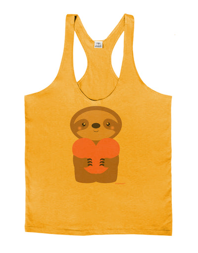 Cute Valentine Sloth Holding Heart Mens String Tank Top by TooLoud-LOBBO-Gold-Small-Davson Sales