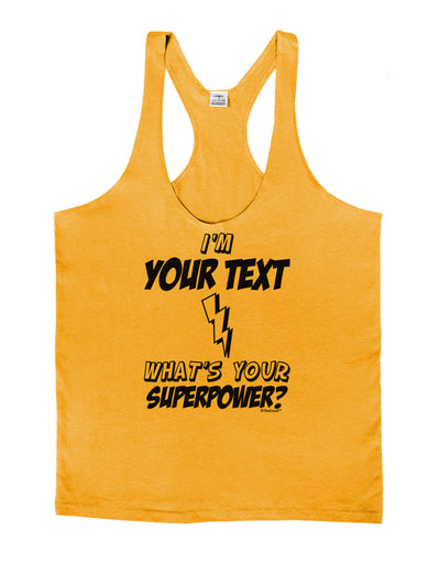 Personalized I'm -Customizable- What's Your Superpower Mens String Tank Top-Men's String Tank Tops-LOBBO-Gold-Small-Davson Sales