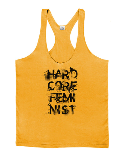 Hardcore Feminist Mens String Tank Top-Men's String Tank Tops-LOBBO-Gold-Small-Davson Sales