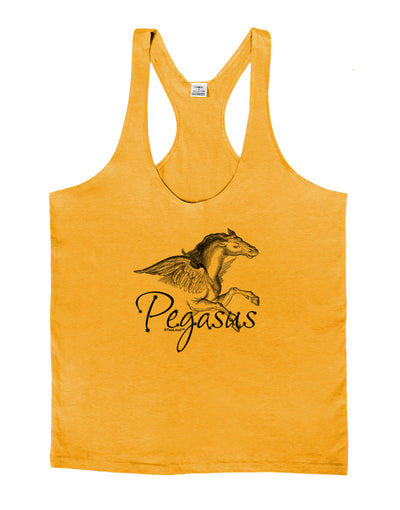 Pegasus Illustration Mens String Tank Top-Men's String Tank Tops-LOBBO-Gold-Small-Davson Sales