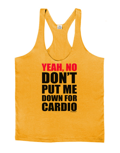 TooLoud Yeah No Don't Put Me Down For Cardio Mens String Tank Top-Men's String Tank Tops-LOBBO-Gold-Small-Davson Sales