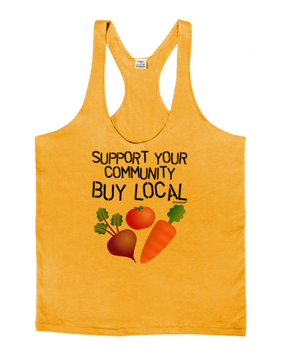 Support Your Community - Buy Local Mens String Tank Top-Men's String Tank Tops-LOBBO-Gold-Small-Davson Sales