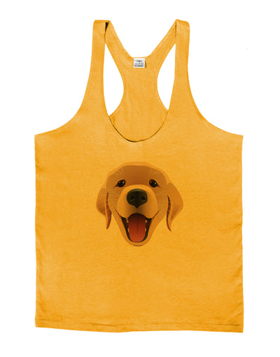 Cute Golden Retriever Puppy Face Mens String Tank Top-Men's String Tank Tops-LOBBO-Gold-Small-Davson Sales
