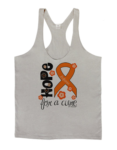 Hope for a Cure - Orange Ribbon Leukemia - Flowers Mens String Tank Top-Men's String Tank Tops-LOBBO-Light-Gray-Small-Davson Sales