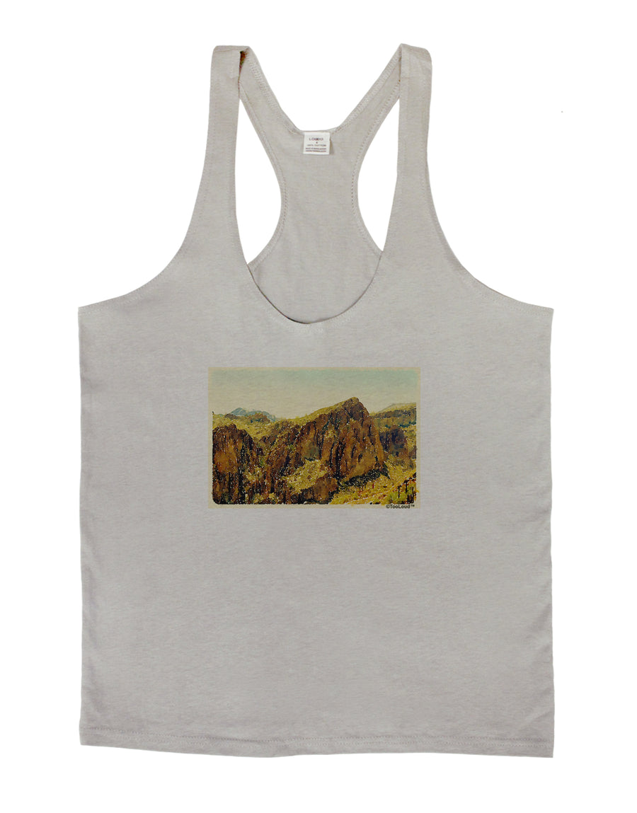 Arizona Mountains Watercolor Mens String Tank Top-Men's String Tank Tops-LOBBO-White-Small-Davson Sales