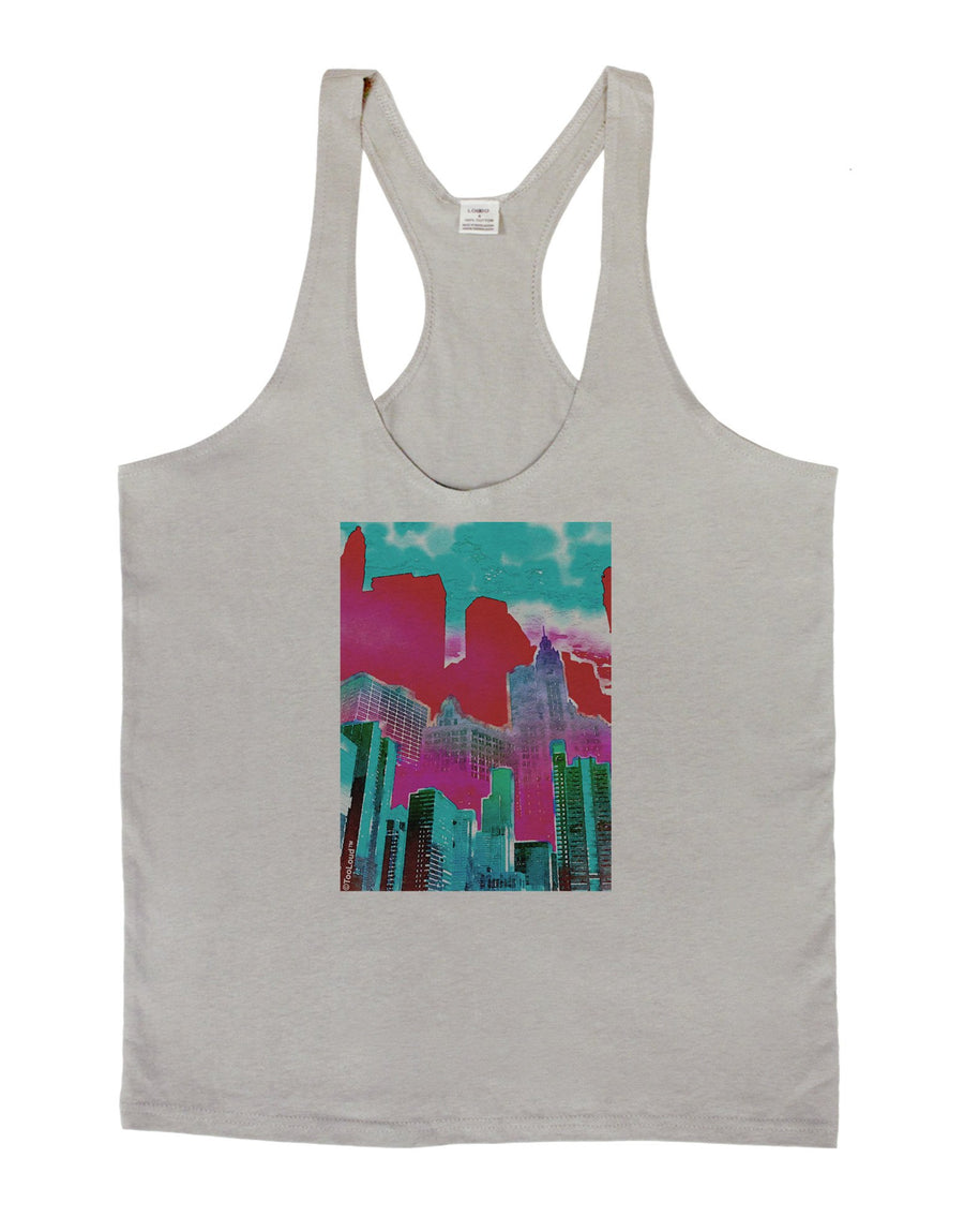 Chicago Abstract 2 Watercolor Mens String Tank Top-Men's String Tank Tops-LOBBO-Light-Gray-X-Large-Davson Sales