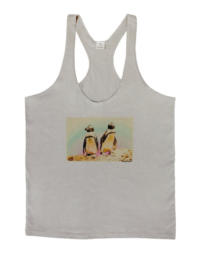 Magellanic Penguin Watercolor Mens String Tank Top-Men's String Tank Tops-LOBBO-Light-Gray-Small-Davson Sales