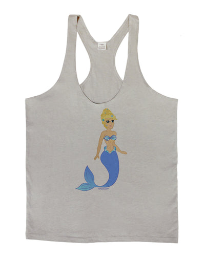 Mermaid Design - Blue Mens String Tank Top-Men's String Tank Tops-LOBBO-Light-Gray-Small-Davson Sales