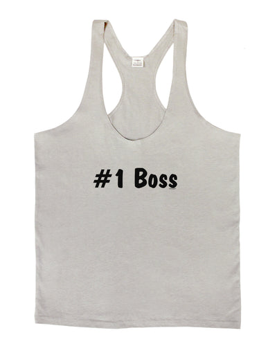 #1 Boss Text - Boss Day Mens String Tank Top-Men's String Tank Tops-LOBBO-Light-Gray-Small-Davson Sales