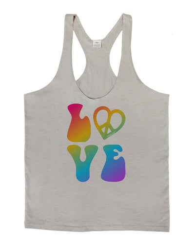 Peace and Love - Peace Heart Love Mens String Tank Top-Men's String Tank Tops-LOBBO-Light-Gray-Small-Davson Sales