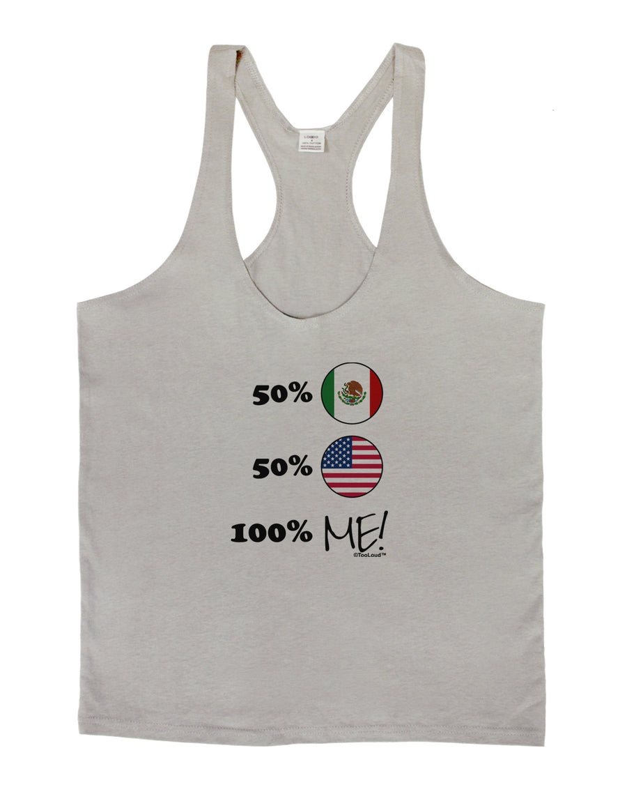 Mexican American 100 Percent Me Mens String Tank Top-Men's String Tank Tops-LOBBO-White-Small-Davson Sales