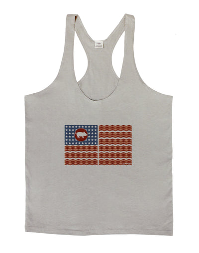 American Bacon Flag Mens String Tank Top-Men's String Tank Tops-LOBBO-Light-Gray-Small-Davson Sales